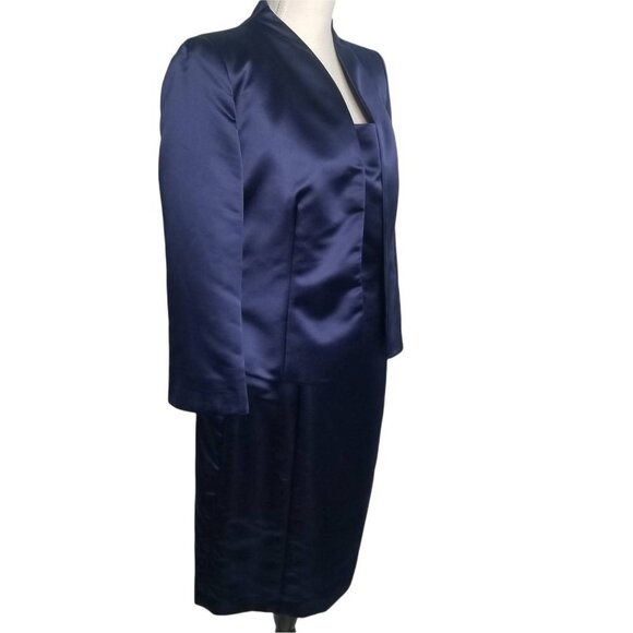 Armani Collezioni Women's Blue' Satin Two Piece Dress Suit Blazer-12/-Dr… - Picture 1 of 12